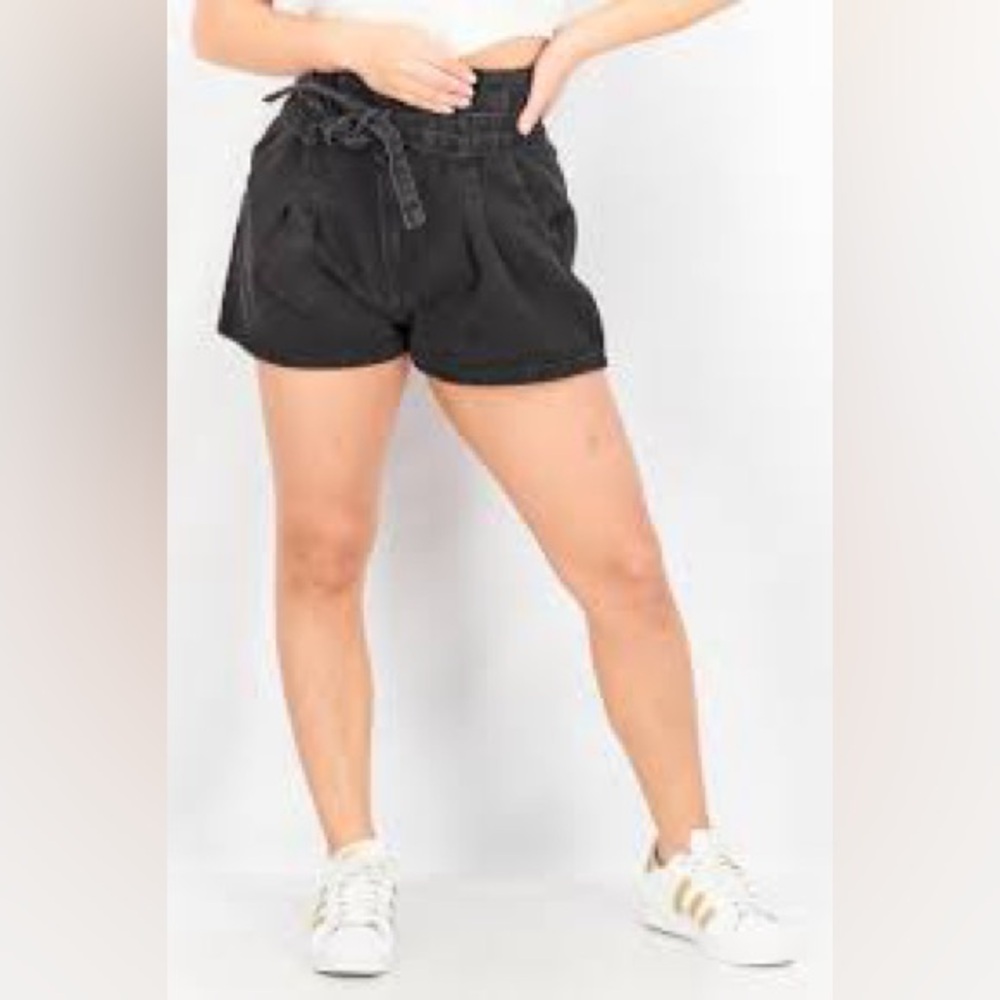 Size small Forever 21 Black Jean Shorts with Tie, faded black denim shorts